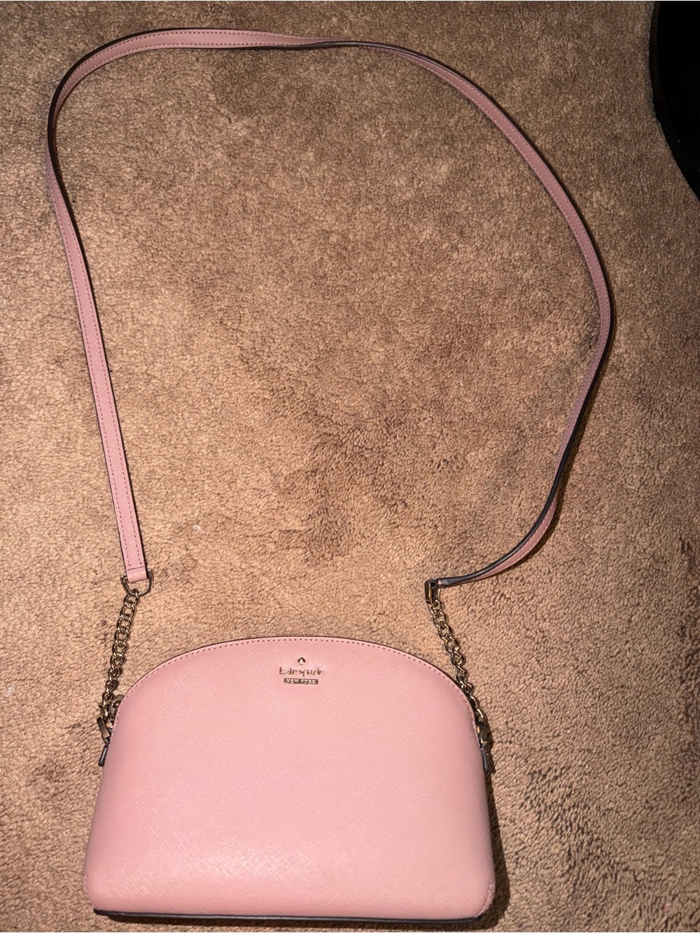 Kate Spade Crossbody Bag Dome Purse Chain Strap Mauve Pink